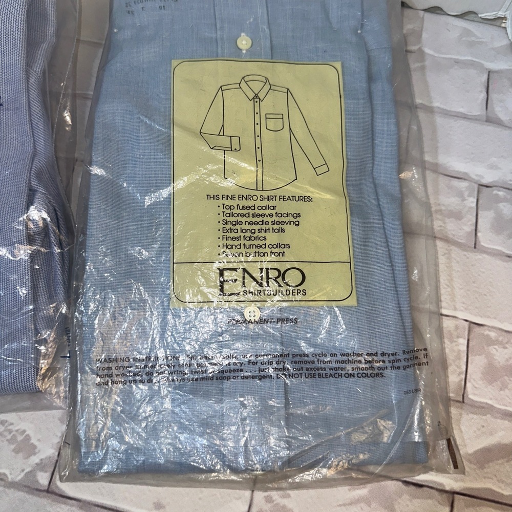 Lot of 2 Vintage Mens Dress Shirts Ivy Crew Short Sleeve Enro Long Sleeve NIP 16 - Picture 6 of 7